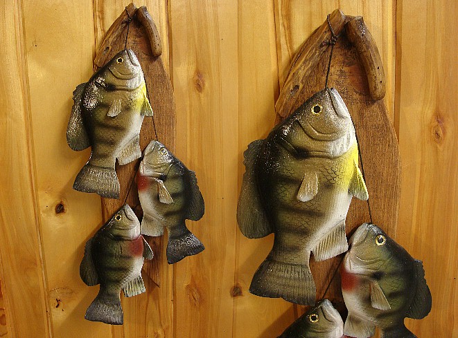 Casey Edward Folk Art Wood Carving Fish Decoy Stringer Slab Panfish ...