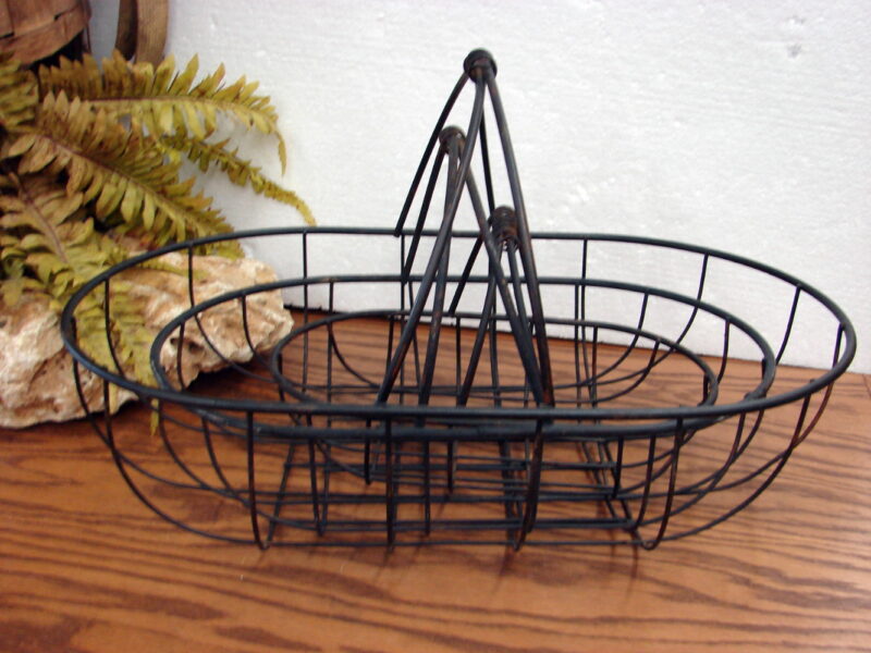 Set/3 Antiqued French Gathering Baskets Wire Planter Container Storage, Moose-R-Us.Com Log Cabin Decor