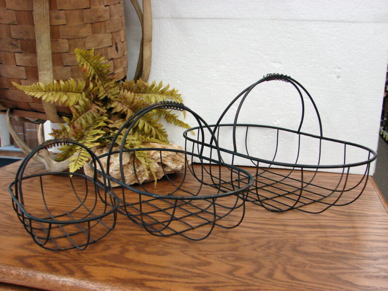 Set/3 Antiqued French Gathering Baskets Wire Planter Container Storage, Moose-R-Us.Com Log Cabin Decor