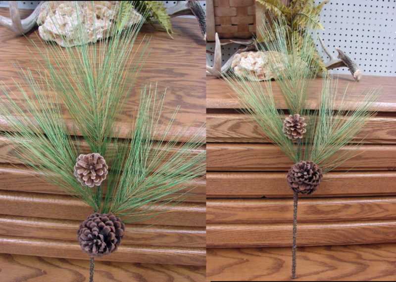 Long Needle Pine Pick with Cones Realistic Branch Pine Cones, Moose-R-Us.Com Log Cabin Decor