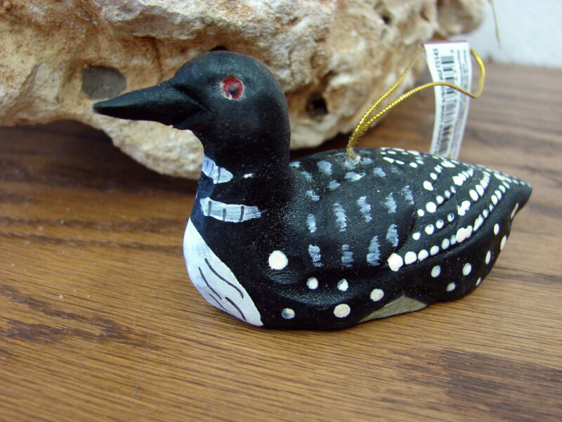 Wood Carved Miniature Common Loon Ornament, Moose-R-Us.Com Log Cabin Decor