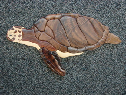 Solid Wood Intarsia Sea Turtle Wall Decor Ocean Beach - Moose-R-Us.Com ...