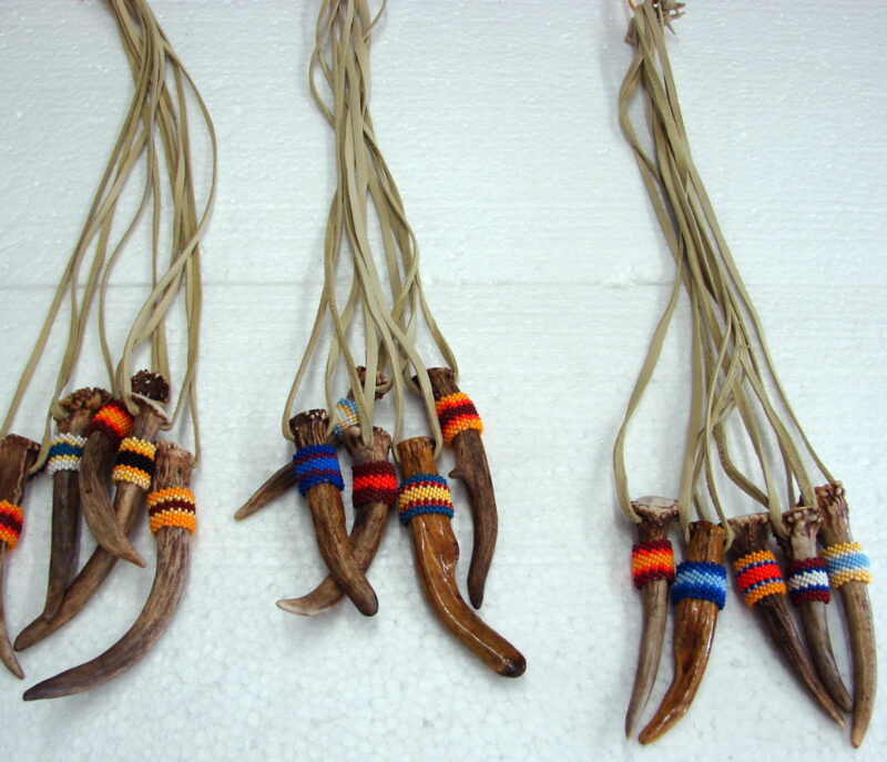 Authentic Native American Indian Ojibwe Real Antler Pipe Tamper Beaded Necklace, Moose-R-Us.Com Log Cabin Decor