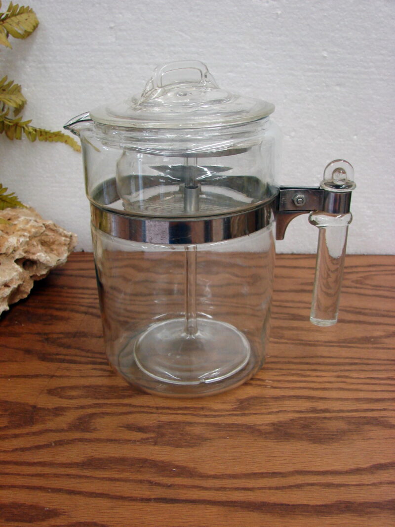 Vintage PYREX 7829 Flameware Glass Coffee Percolator Pot Tall 9 Cup, Moose-R-Us.Com Log Cabin Decor