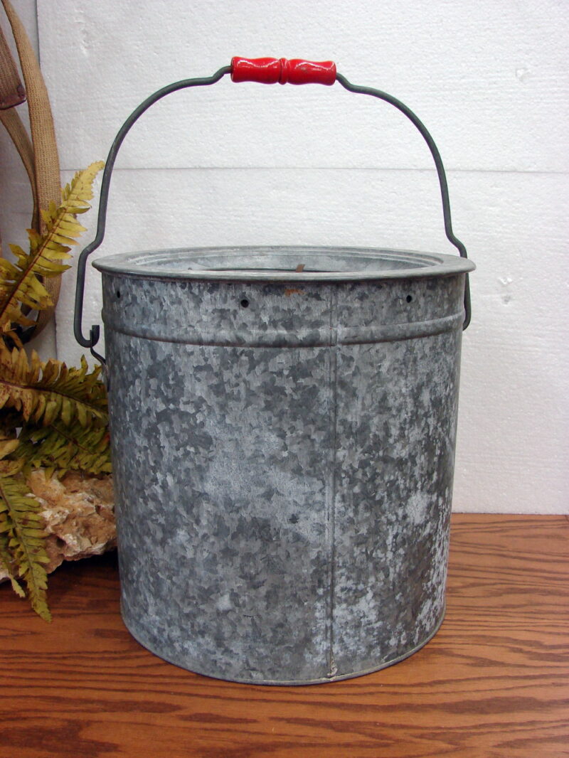 Vintage Massive Galvanized Tin Nu-Airflo Minnow Bucket Complete 22 Quart, Moose-R-Us.Com Log Cabin Decor