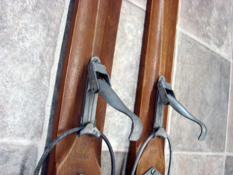 Antique Lund Maple Wood Snow Skis Bindings Ski Lodge Decor, Moose-R-Us.Com Log Cabin Decor