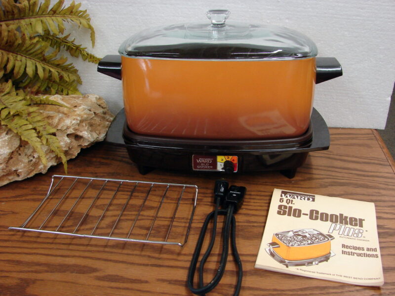 Vintage West Bend Slow Cooker Bean Pot Crockpot MCM Small Appliance, Moose-R-Us.Com Log Cabin Decor