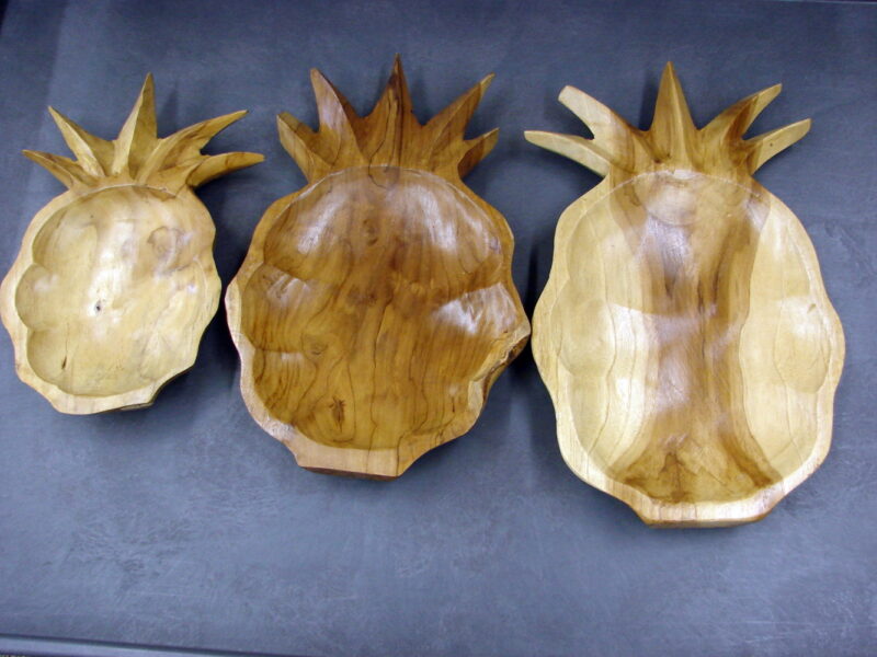 Hand Carved Exotic Monkey Pod Wood Rustic Primitive Centerpiece Bowl Pineapple, Moose-R-Us.Com Log Cabin Decor