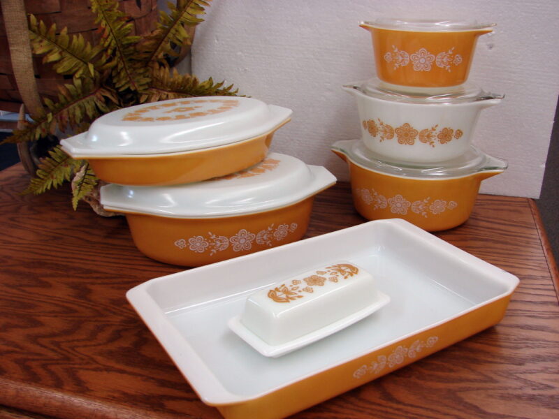 Vintage PYREX Butterfly Gold Cinderella Mixing Casserole Baking Accessories, Moose-R-Us.Com Log Cabin Decor