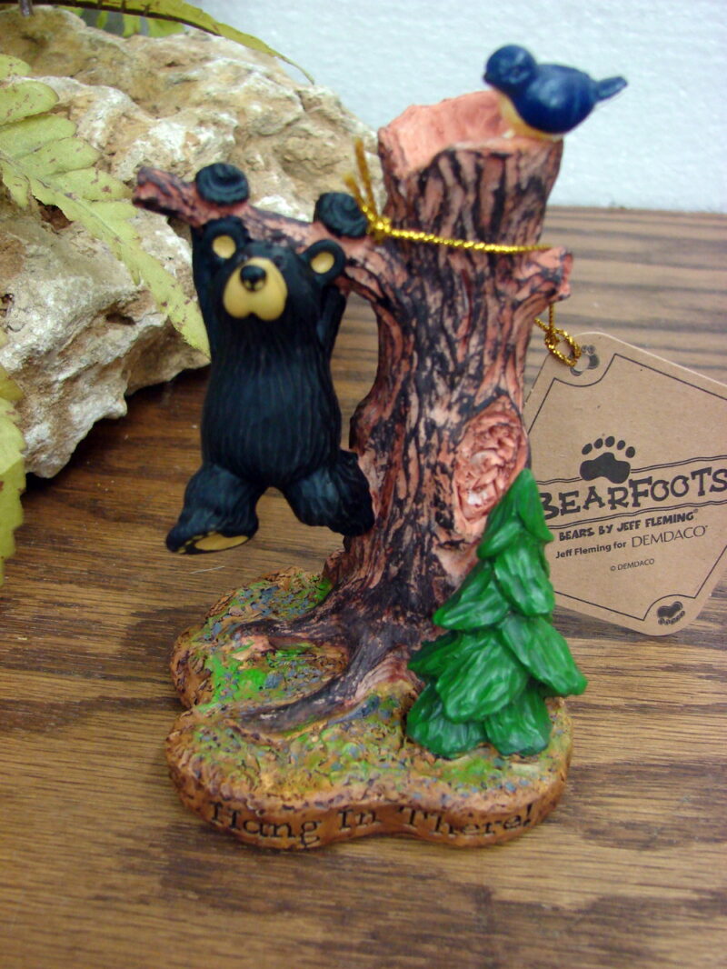 New Big Sky Carvers Bearfoots Bears Jeff Fleming Hang in There Mini Figurine, Moose-R-Us.Com Log Cabin Decor