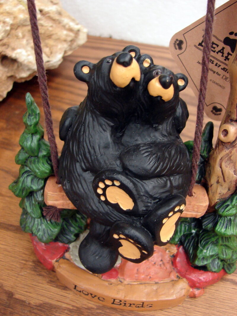 New Big Sky Carvers Bearfoots Bears Jeff Fleming Love Birds Swing Figurine, Moose-R-Us.Com Log Cabin Decor