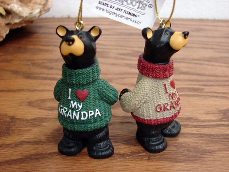 New Big Sky Carvers Bearfoots Bears Jeff Fleming Love Grandma Grandpa Ornament, Moose-R-Us.Com Log Cabin Decor