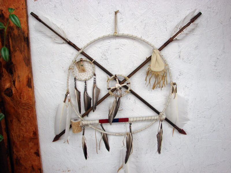 Authentic Native American Indian Navajo Ceremonial Peace Medicine Wheel with Bag, Moose-R-Us.Com Log Cabin Decor