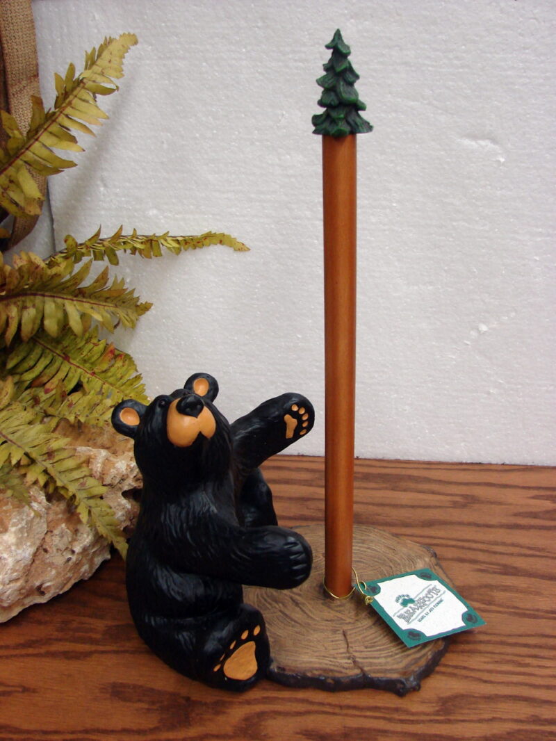 New Big Sky Carvers Bearfoots Bears Jeff Fleming Brawnie Bruin Paper Towel Holder, Moose-R-Us.Com Log Cabin Decor