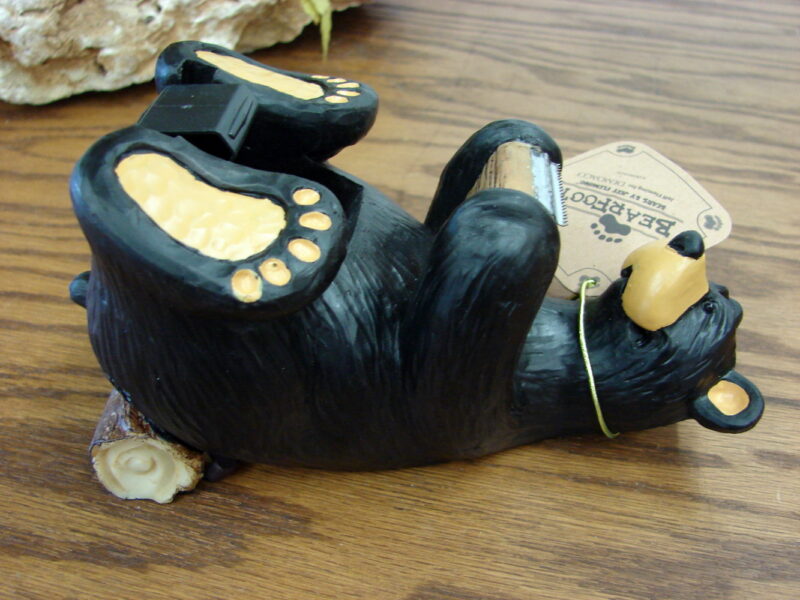 New Big Sky Carvers Bearfoots Bears Jeff Fleming Beary at Work Tape Dispenser, Moose-R-Us.Com Log Cabin Decor