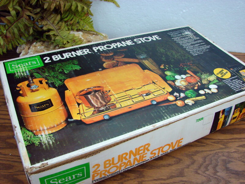 Vintage Sears 2 Burner Propane Stove in Original Box #72108 Like New, Moose-R-Us.Com Log Cabin Decor