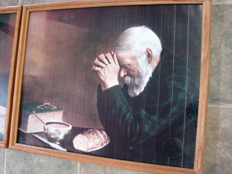 Newer Version Grace &#038; Gratitude Wood Framed Prints Man Woman Praying, Moose-R-Us.Com Log Cabin Decor