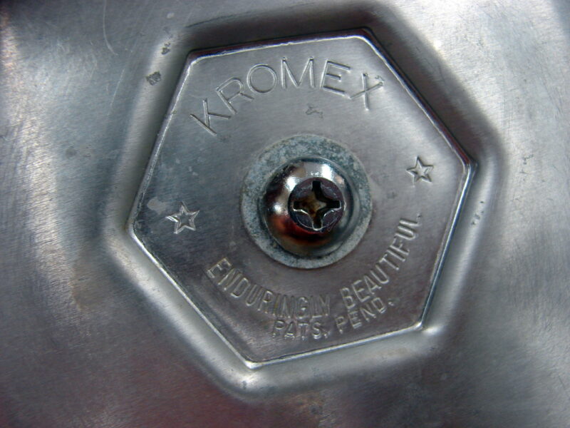 Vintage Atomic Kromex Ice Bucket MCM Brushed Aluminum Black Accents, Moose-R-Us.Com Log Cabin Decor