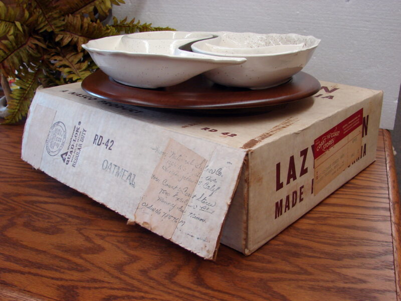 Vintage California Pottery MCM Ying Yang Lazy Susan Serving Set NIB, Moose-R-Us.Com Log Cabin Decor