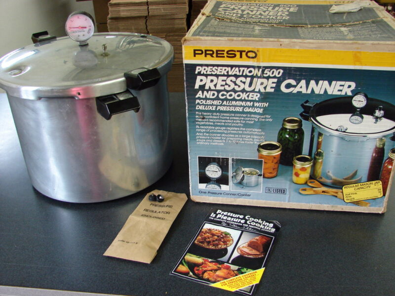 Vintage Pressure Cooker Complete Mirro-Matic 6 Quart Presto Preservation 500, Moose-R-Us.Com Log Cabin Decor