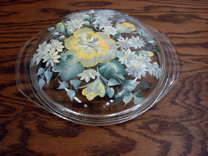 Vintage PYREX One of a Kind Hand Painted #684 Lid for 2 Quart Round Casserole, Moose-R-Us.Com Log Cabin Decor