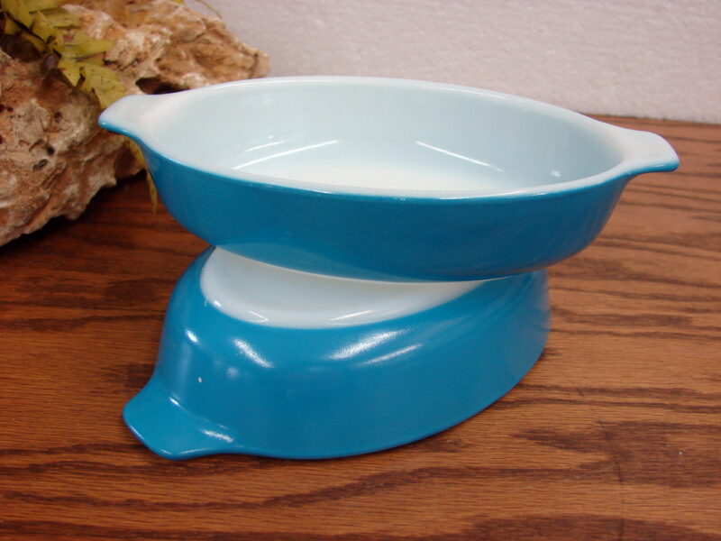 Vintage PYREX Horizon Blue #700 Oval Pixie Au gratin Ramekin Dish, Moose-R-Us.Com Log Cabin Decor