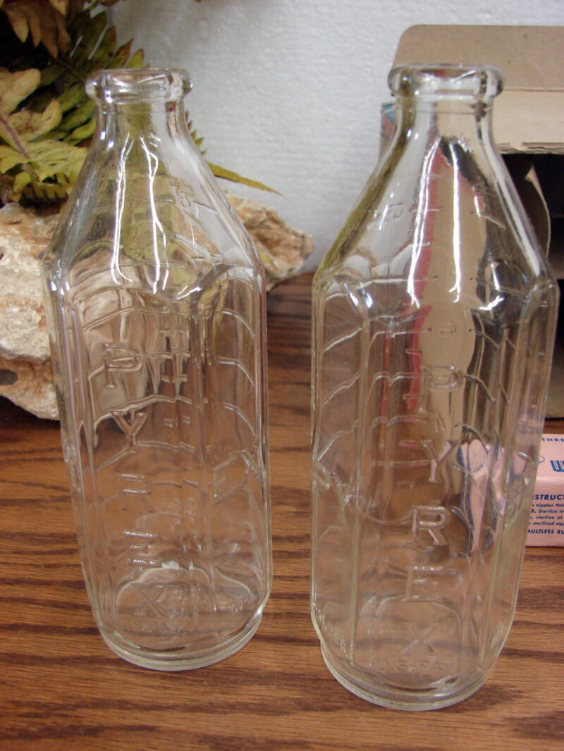 Vintage PYREX Nursing Baby Bottle Set w/ Nipples New In Box 8 Ounce Bottles, Moose-R-Us.Com Log Cabin Decor