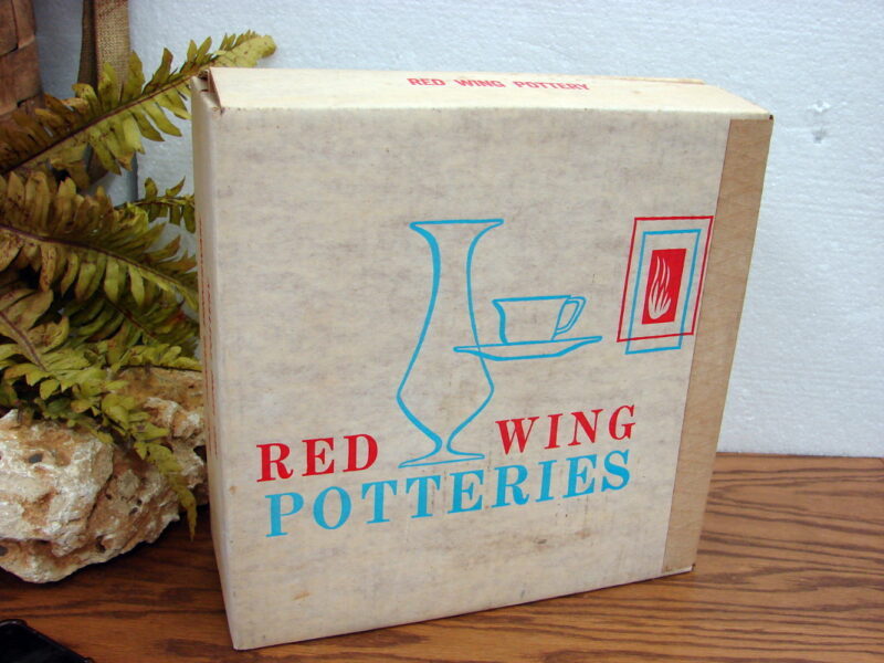 Vintage Red Wing Pottery Empty Dinnerware Box, Moose-R-Us.Com Log Cabin Decor