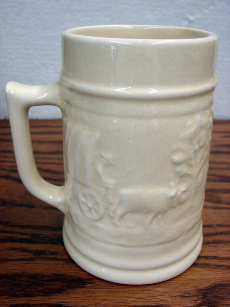 Vintage Red Wing Stoneware Transportation Mug Stein 1933 Worlds Fair, Moose-R-Us.Com Log Cabin Decor