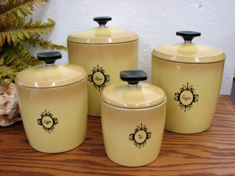 Vintage West Bend Nesting Canister Set Harvest Gold Tan Fade Like New, Moose-R-Us.Com Log Cabin Decor