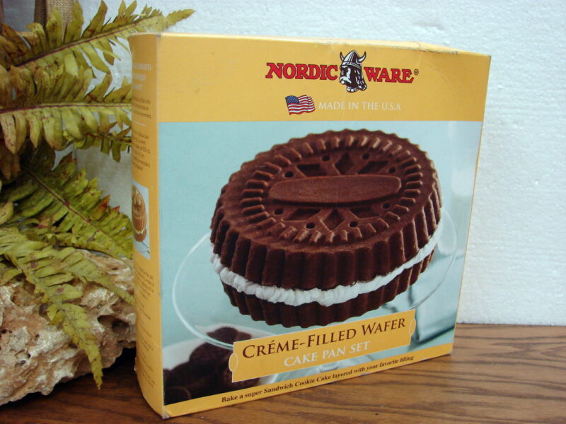 Vintage Scandinavian Nordic Ware Creme-Filled Wafer Huge Oreo Cake Pan Set, Moose-R-Us.Com Log Cabin Decor