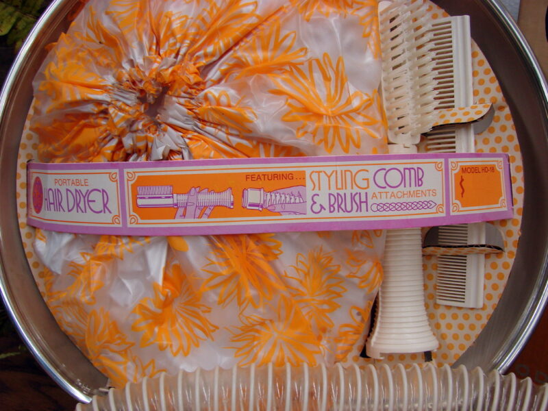 Vintage MCM GE Portable Bonnet Hair Dryer w/ Accessories Works Original Box, Moose-R-Us.Com Log Cabin Decor