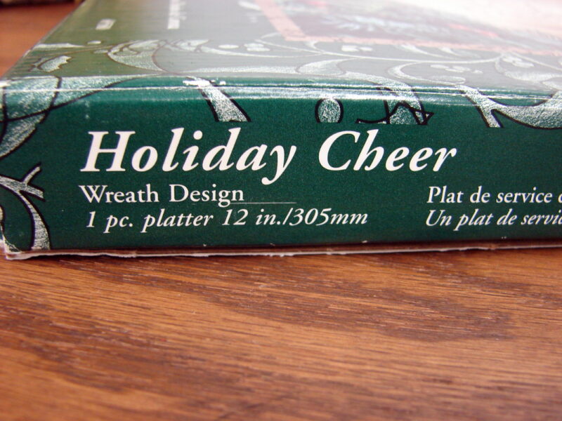 Vintage Anchor Hocking Holiday Cheer Wreath Design Platter 12&#8243; New in Box, Moose-R-Us.Com Log Cabin Decor