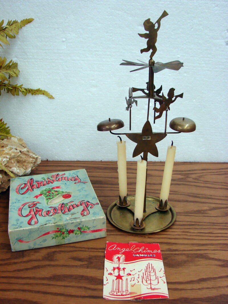 Vintage Brass Anglaspel Swedish Angel Chime Candle Heat Activated Chimes, Moose-R-Us.Com Log Cabin Decor