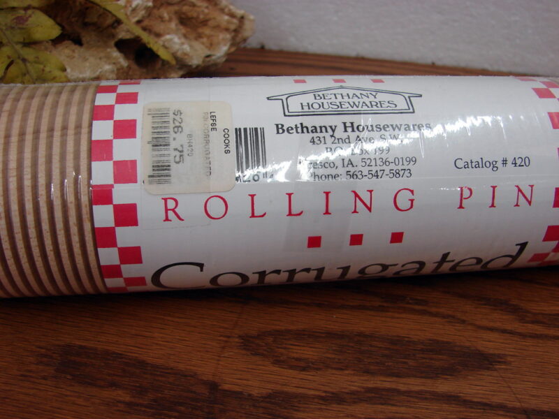 Brand New Bethany Housewares Hard Maple Corrugated 10&#8243; Rolling Pin Red Wood Handles, Moose-R-Us.Com Log Cabin Decor