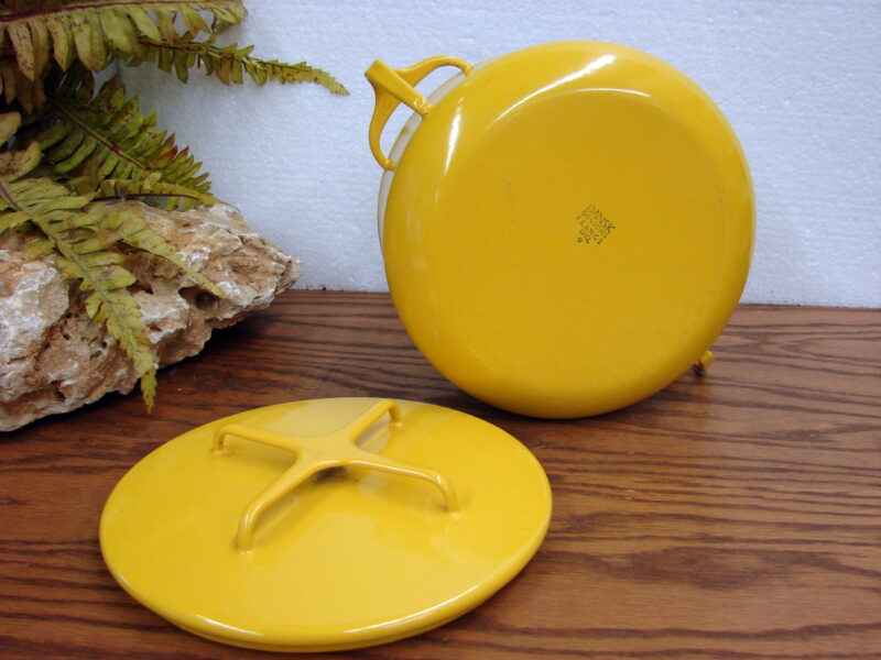 Vintage MCM Dansk Kobenstyle Yellow Enamel Casserole Cooking Pot Cookware, Moose-R-Us.Com Log Cabin Decor