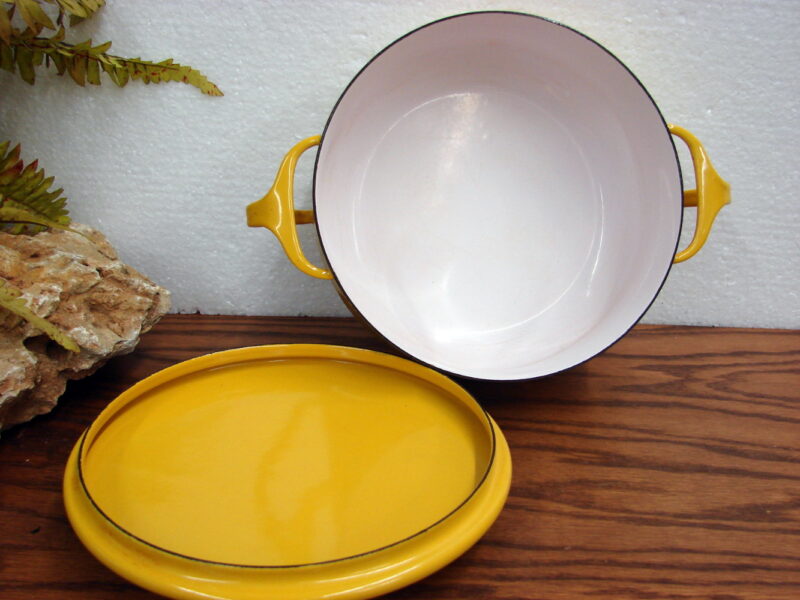 Vintage MCM Dansk Kobenstyle Yellow Enamel Casserole Cooking Pot Cookware, Moose-R-Us.Com Log Cabin Decor