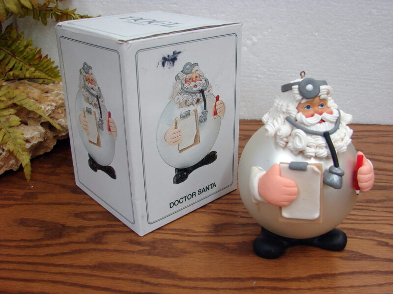 Vintage Retired Dept 56 Doctor Gardener Fat Ball Ornament Collectible, Moose-R-Us.Com Log Cabin Decor