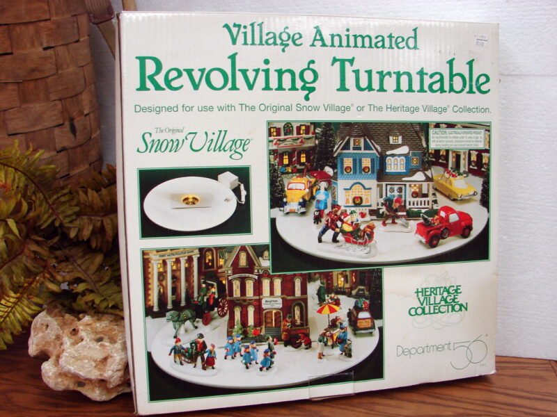 Vintage Retired Dept 56 Village Animated Rotating Turntable Snow Heritage, Moose-R-Us.Com Log Cabin Decor