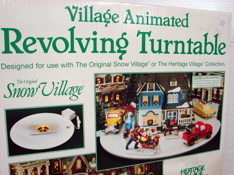 Vintage Retired Dept 56 Village Animated Rotating Turntable Snow Heritage, Moose-R-Us.Com Log Cabin Decor