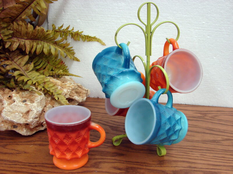 Vintage Fire King Kimberly Diamond Berry Bowl Mug Tree Kitchen Accessories, Moose-R-Us.Com Log Cabin Decor