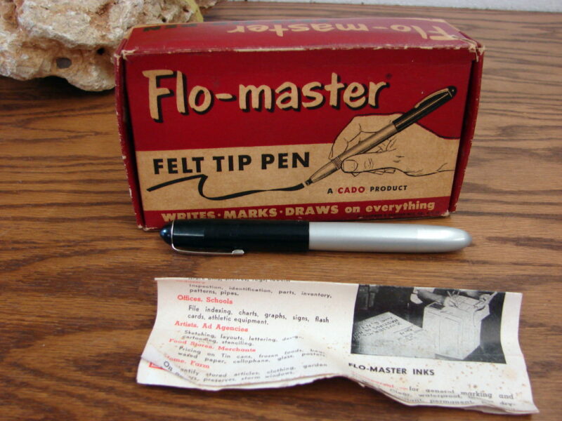 Vintage Flo-master Felt Tip Pen Marker Artist Kit Box Cleaner Ink New Tips, Moose-R-Us.Com Log Cabin Decor