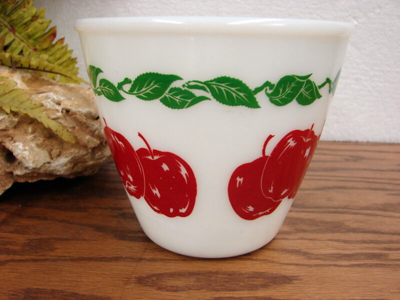 Vintage MCM Hazel Atlas Splash Proof Double Apple Milk Glass Bowl, Moose-R-Us.Com Log Cabin Decor