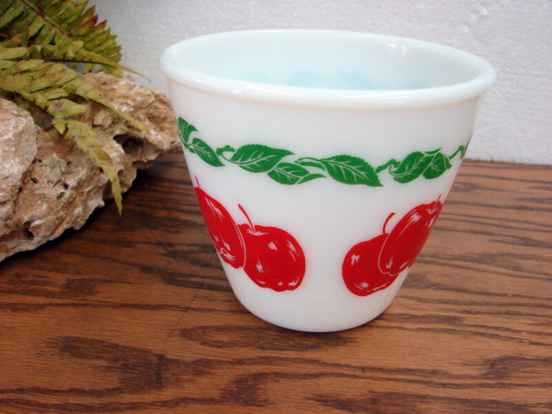 Vintage MCM Hazel Atlas Splash Proof Double Apple Milk Glass Bowl, Moose-R-Us.Com Log Cabin Decor