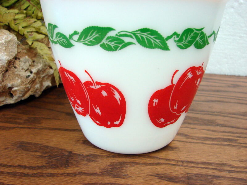 Vintage MCM Hazel Atlas Splash Proof Double Apple Milk Glass Bowl, Moose-R-Us.Com Log Cabin Decor