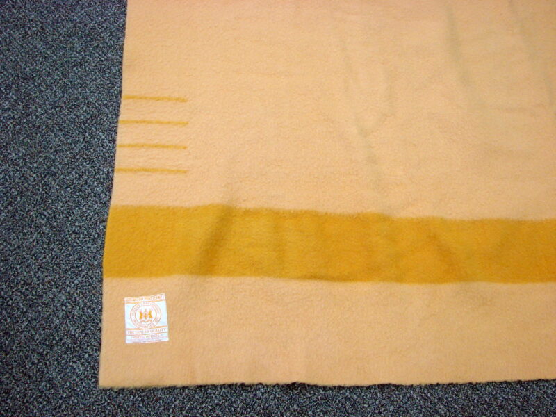Vintage Hudson Bay Gold Harvest Wheat Stripe 4 point Wool Blanket 85 x 73, Moose-R-Us.Com Log Cabin Decor