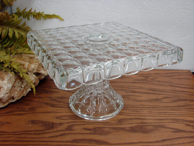 Vintage Indiana Constellation Square Pedestal Cake Plate Stand with Rum Well, Moose-R-Us.Com Log Cabin Decor