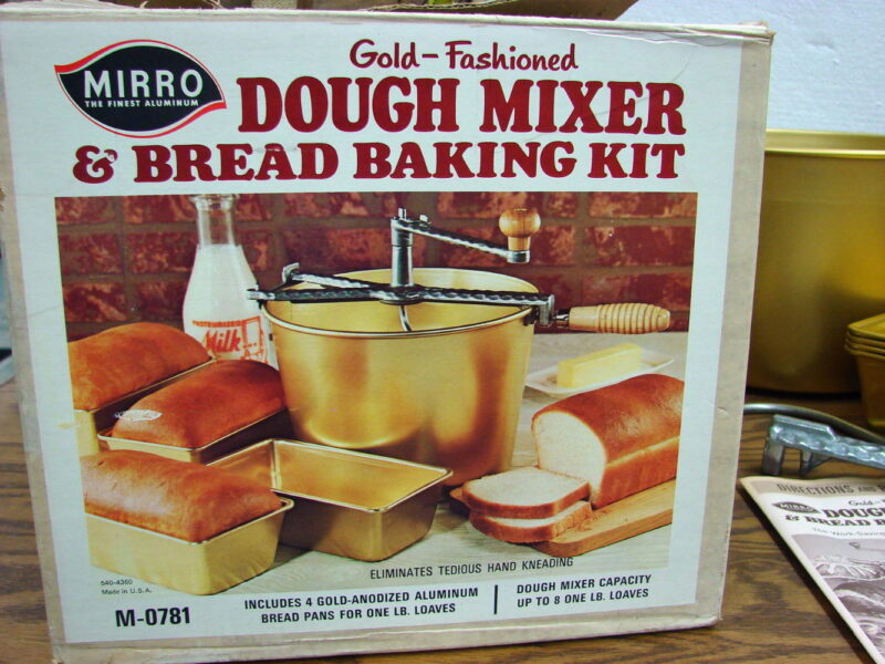 Vintage Mirro Aluminum Gold-Fashioned Dough Mixer Bread Baking Kit NIB, Moose-R-Us.Com Log Cabin Decor