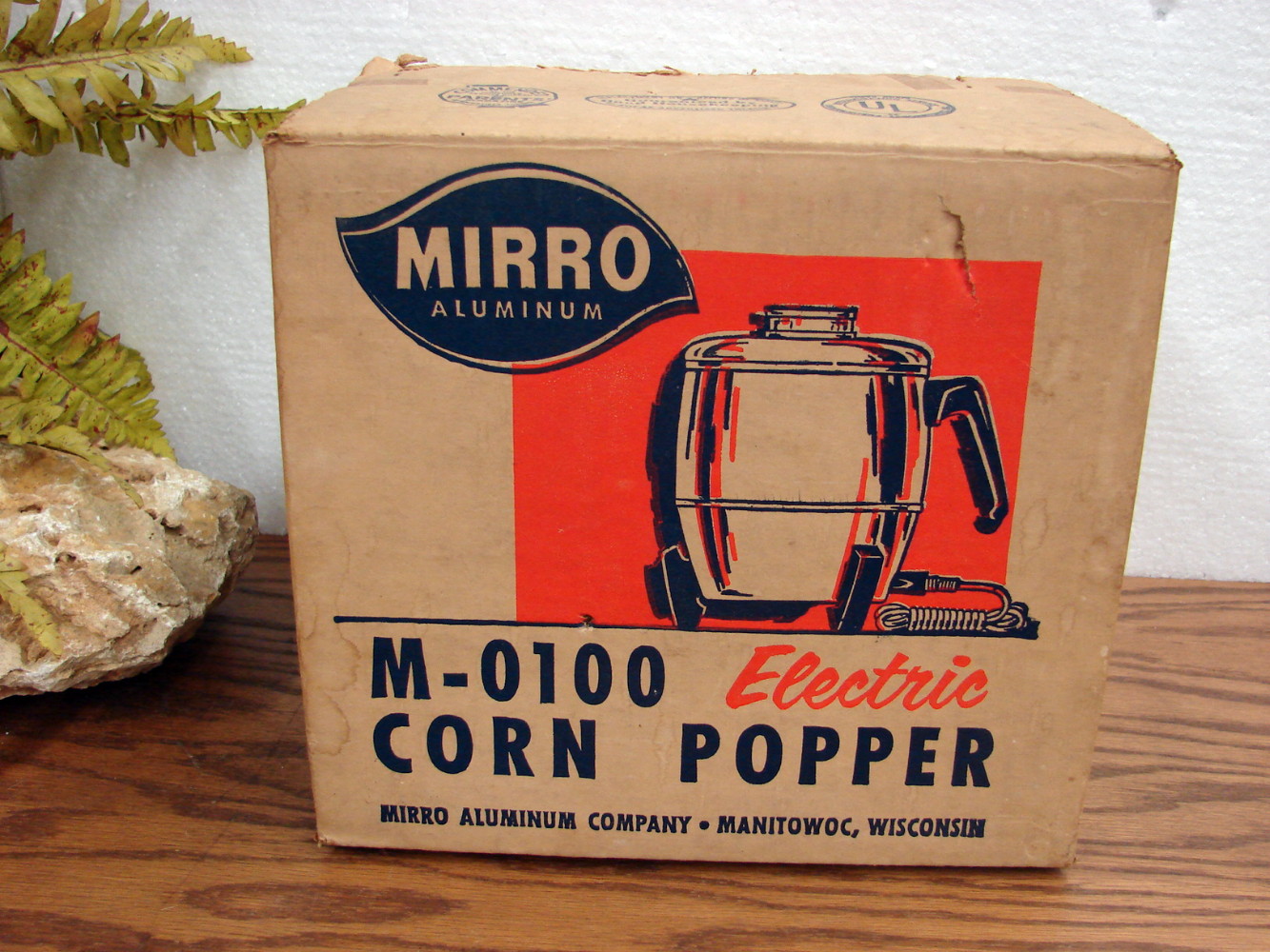 Vintage Orange Yellow Metal Rotary Electric Popcorn Popper w/ Burner -   Log Cabin Decor