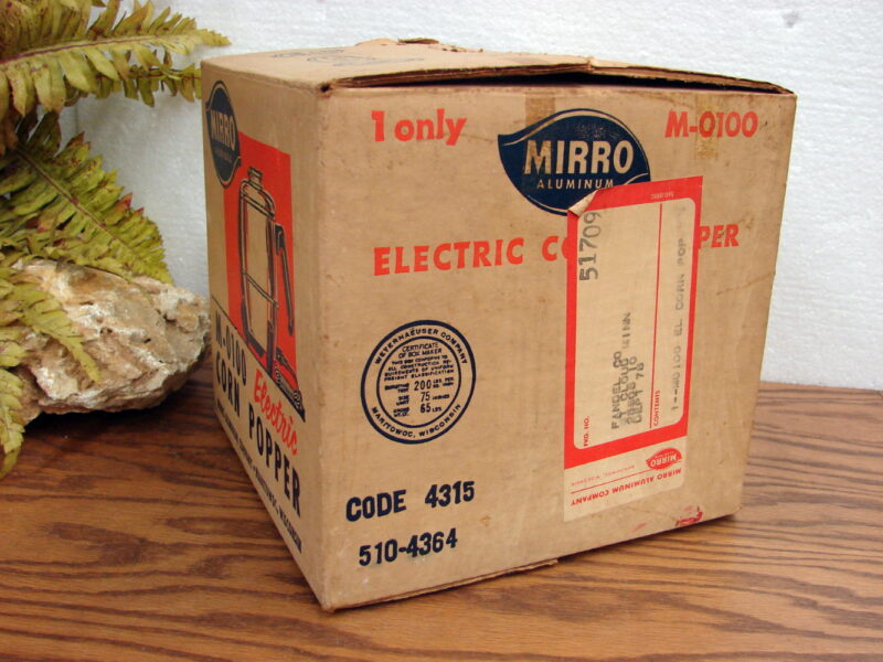 Vintage Mirro Atomic Aluminum Electric Corn Popper M-0100 Popcorn Maker w/ Box, Moose-R-Us.Com Log Cabin Decor